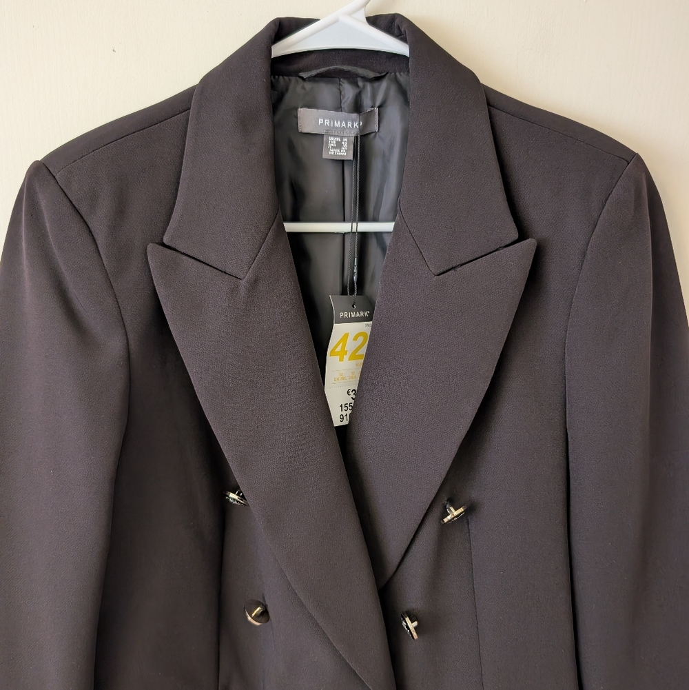 Primark Womens 10 NWT Black Blazer Jacket Preppy Academia Classic Cyberpunk - Picture 3 of 7